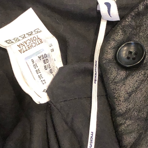 MASNADA Black Long Nubuck Leather & Linen Knit Waterfall Vest 6 $900 - Picture 6 of 7